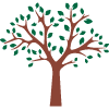 tree with green leaves and brown trunk representing nature and growth including twelve branches